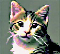 A pixel cat with a cigarette